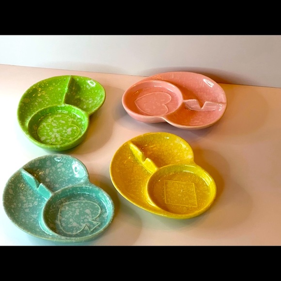 Shawnee Vintage RETRO Pottery 1950s  Bridge set of 4 ashtrays cup holders ..🧚🏻 - Picture 6 of 6